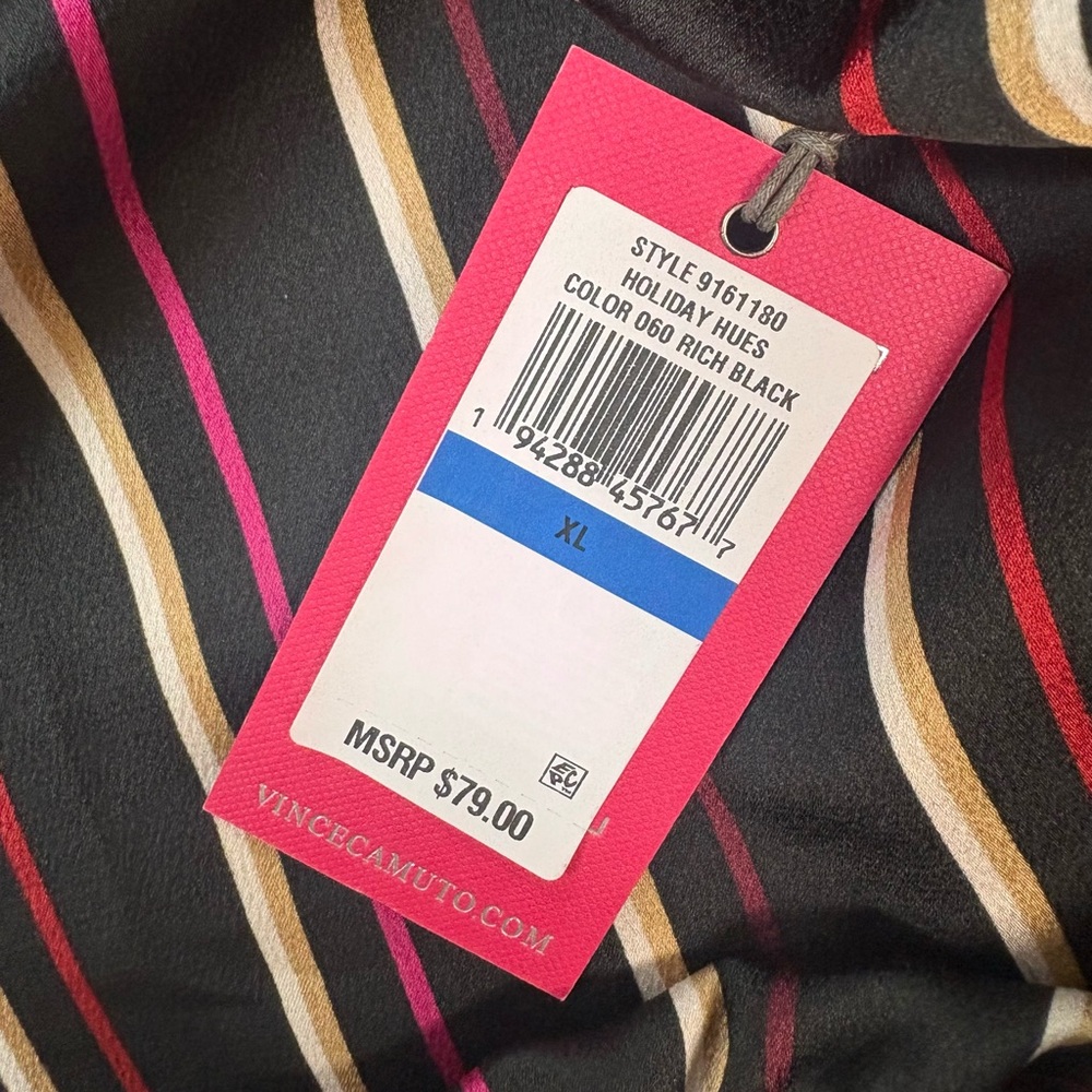 Vince Camuto Striped Black and Red Women's Top - Picture 6 of 9